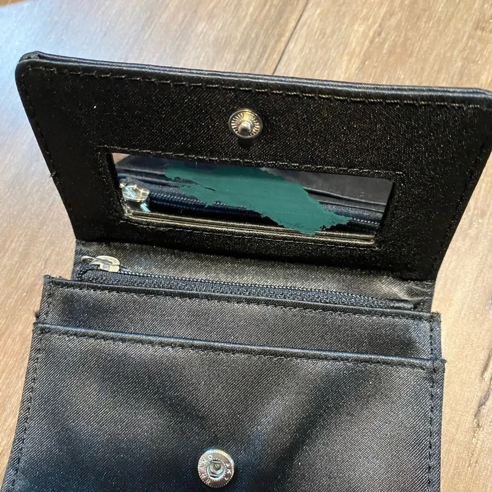 Vintage hand bag clutch and wallet‎ set black with flower